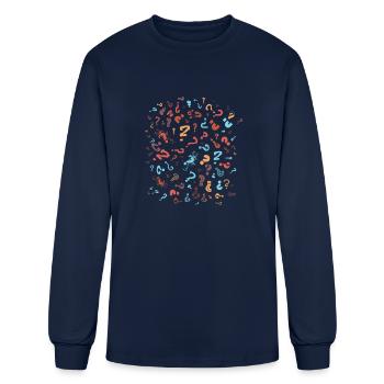 Question Marks Philosophical Design - Men's Long Sleeve T-Shirt - navy - Front
