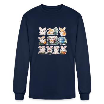 Rabbit Lover : Cute rabbits pattern - Men's Long Sleeve T-Shirt - navy - Front