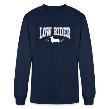 Funny Corgi Low Rider - Men's Long Sleeve T-Shirt - navy - Front