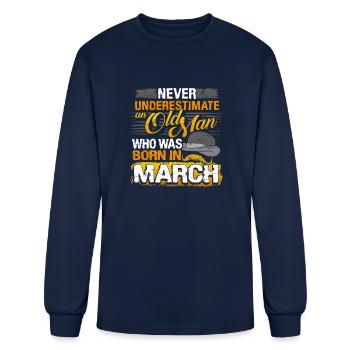Born in March - Men's Long Sleeve T-Shirt - navy - Front