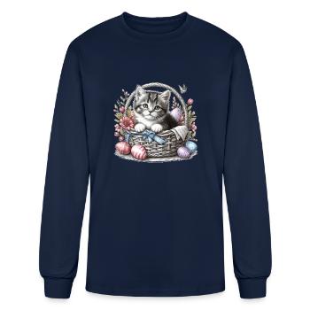 Kitty In Easter Basket - Men's Long Sleeve T-Shirt - navy - Front