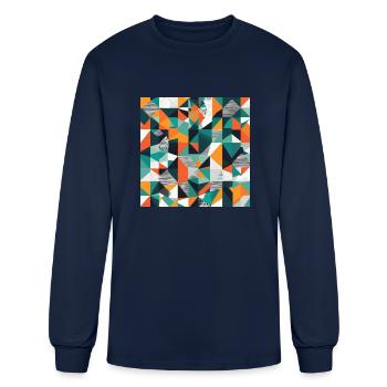 Minimalist Geometric Design with Depth Illusion - Men's Long Sleeve T-Shirt - navy - Front