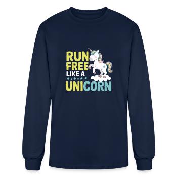 Run Free Like a Unicorn - Men's Long Sleeve T-Shirt - navy - Front