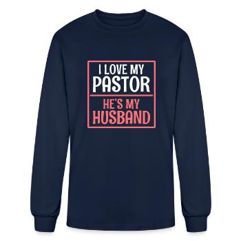 Pastor s Wife Pastor Husband - Men's Long Sleeve T-Shirt - navy - Front
