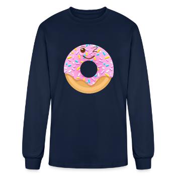Cute Winking Donut - Men's Long Sleeve T-Shirt - navy - Front