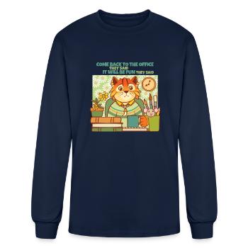 Come Back To The Office Cat - Men's Long Sleeve T-Shirt - navy - Front