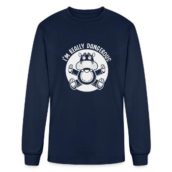 Danger Hippo Mono - Men's Long Sleeve T-Shirt - navy - Front