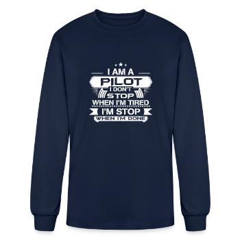 I am pilot i am stop when i am done - Men's Long Sleeve T-Shirt - navy - Front