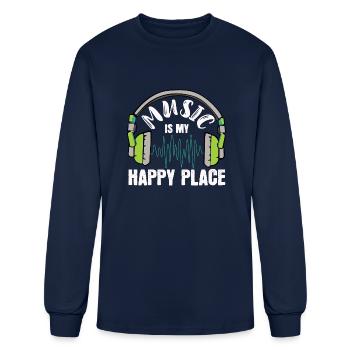 Music Happy Place - Men's Long Sleeve T-Shirt - navy - Front