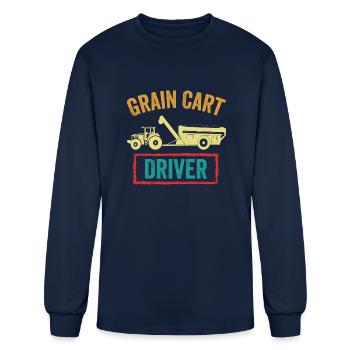 Grain Cart Driver Funny Farmer - Men's Long Sleeve T-Shirt - navy - Front