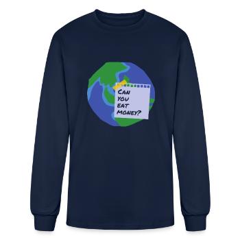 Eat Money Greta Thunberg Earth Save Our Planet - Men's Long Sleeve T-Shirt - navy - Front
