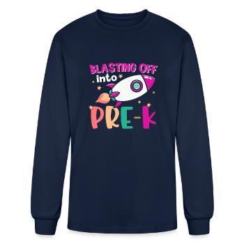 Blasting Off Into Pre K - Men's Long Sleeve T-Shirt - navy - Front