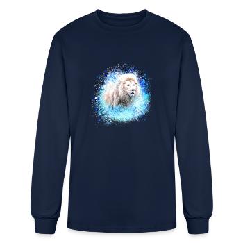lion,graffiti,painting,blue,white lion - Men's Long Sleeve T-Shirt - navy - Front