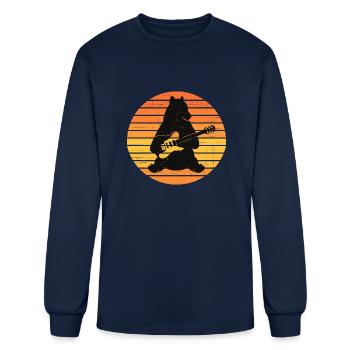 Retro Guitar Bear Guitar Player - Men's Long Sleeve T-Shirt - navy - Front