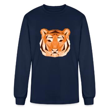 Geometric Low Poly Tiger Face - Men's Long Sleeve T-Shirt - navy - Front