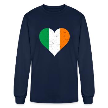 Ireland Heart Vintage Flag Ireland Love - Men's Long Sleeve T-Shirt - navy - Front