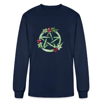 Pagan Yule Pentagram - Men's Long Sleeve T-Shirt - navy - Front