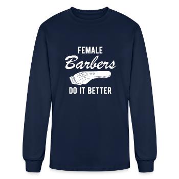 Barbershop Female Barber - Men's Long Sleeve T-Shirt - navy - Front
