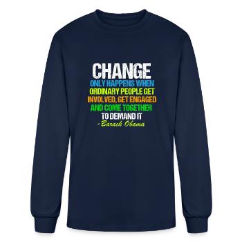 Obama Farewell Quote About Change - Men's Long Sleeve T-Shirt - navy - Front