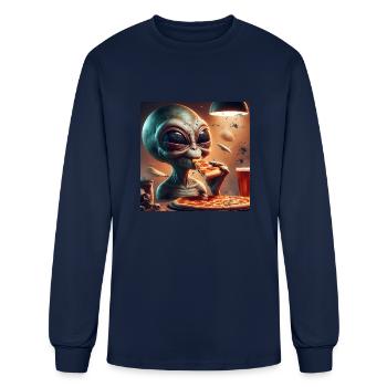 Alien Pizza Fun - Men's Long Sleeve T-Shirt - navy - Front