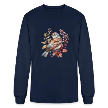 Clipart d’oiseaux Art Nouveau, Clipart d’oiseaux - T-shirt à manches longues Homme - marine - Devant