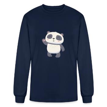 Cute Winking Panda - Men's Long Sleeve T-Shirt - navy - Front