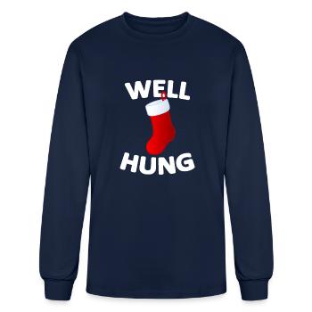 Well Hung - Men's Long Sleeve T-Shirt - navy - Front