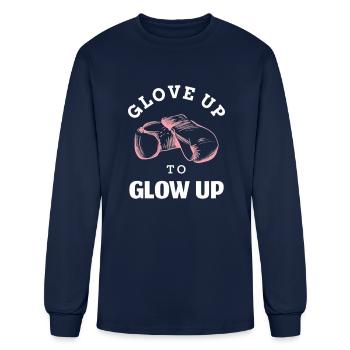 Glove Up To Glow Up Boxing - Men's Long Sleeve T-Shirt - navy - Front