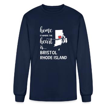 Bristol County Rohde Island Is Where My Heart Is - Men's Long Sleeve T-Shirt - navy - Front
