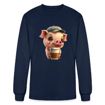 Hog coffe - Men's Long Sleeve T-Shirt - navy - Front