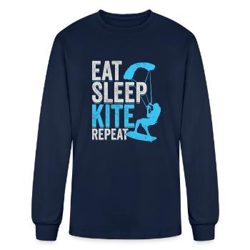 Eat Sleep Kite Repeat Kitesurfing Kitesurfer - Men's Long Sleeve T-Shirt - navy - Front