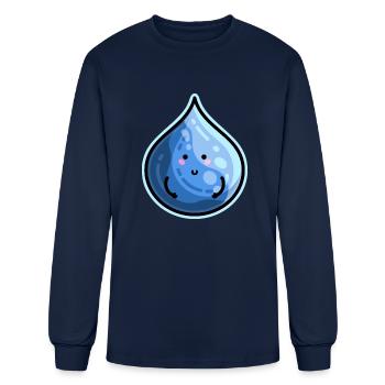 Kawaii Cute Water Droplet - Men's Long Sleeve T-Shirt - navy - Front