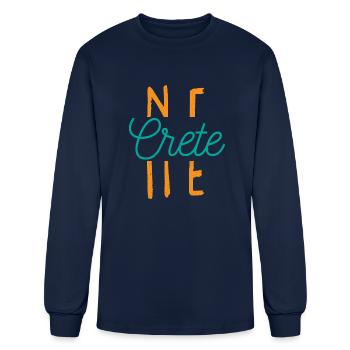 Crete Nebraska City Typography - Men's Long Sleeve T-Shirt - navy - Front