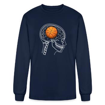 BASKETBALL BRAIN ON X-RAY DESIGN - Men's Long Sleeve T-Shirt - navy - Front