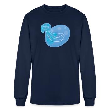 Minimalist Whale Calf Silhouette over Blue - Men's Long Sleeve T-Shirt - navy - Front