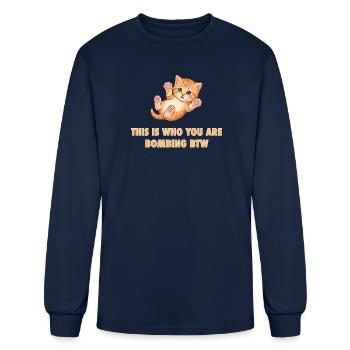 Stop Bombing Anti War Crying Kitten - Men's Long Sleeve T-Shirt - navy - Front