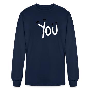 You Handwritten Script Logo - Men's Long Sleeve T-Shirt - navy - Front