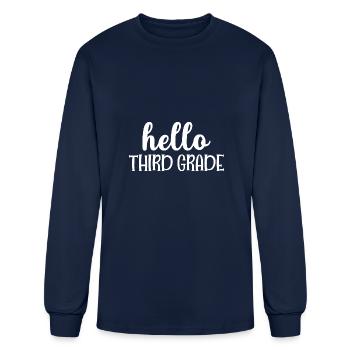 Hello Third Grade - Men's Long Sleeve T-Shirt - navy - Front