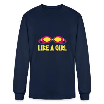 like a girl - Men's Long Sleeve T-Shirt - navy - Front