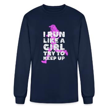 Run like a girl - women running gift - Men's Long Sleeve T-Shirt - navy - Front