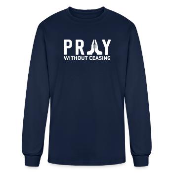 Pray Without Ceasing Prayer Hands - Men's Long Sleeve T-Shirt - navy - Front