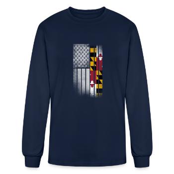 USA Vintage Maryland State Flag - Men's Long Sleeve T-Shirt - navy - Front