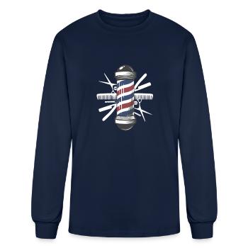 Barbershop Tools Pole Clippers Razor - Men's Long Sleeve T-Shirt - navy - Front