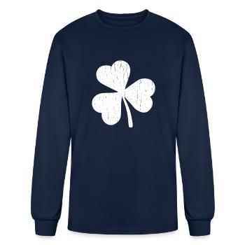 Vintage Distressed Shamrock - Men's Long Sleeve T-Shirt - navy - Front