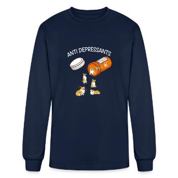 ANTI DEPRESSANTS CORGI - Men's Long Sleeve T-Shirt - navy - Front