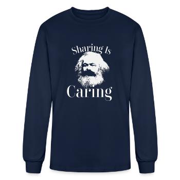 Funny Karl Marx Socialism Sharing is Caring design - Men's Long Sleeve T-Shirt - navy - Front