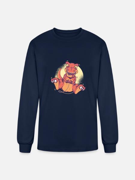 Dino Gamer - Men's Long Sleeve T-Shirt - navy