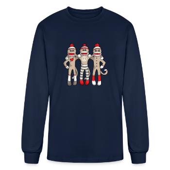 Sock Monkey Buddies - Men's Long Sleeve T-Shirt - navy - Front