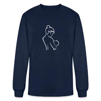 Mother and Baby Breastfeeding Line Art - Men's Long Sleeve T-Shirt - navy - Front