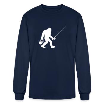fishing bigfoot fishing - Men's Long Sleeve T-Shirt - navy - Front
